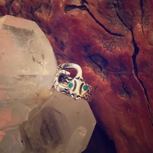 Sterling Silver Turquoise Snake Ring signed